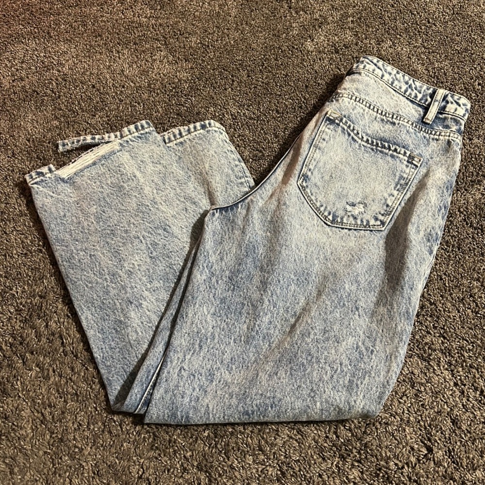 VERVET Acid Wash Distressed Ripped‎ Straight Leg Jeans Women's 28